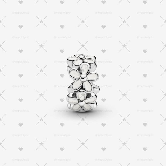 Pandora White Daisy Flower Spacer Charm - Picture 2 of 4